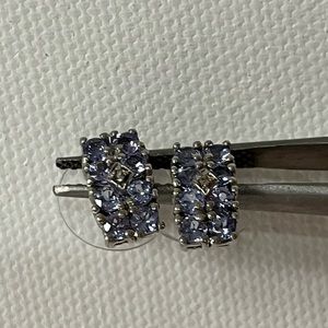 NWOT, Real Tanzanite with diamond accent earrings, 925 silver  "diamond tested"
